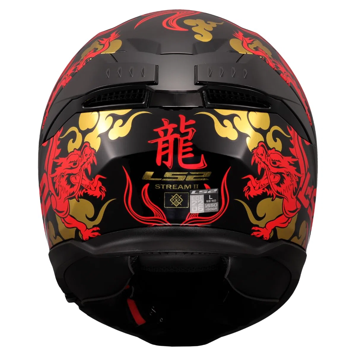 LS2, Integraler Motorradhelm STREAM II DRAKO Gloss Black Red, XS