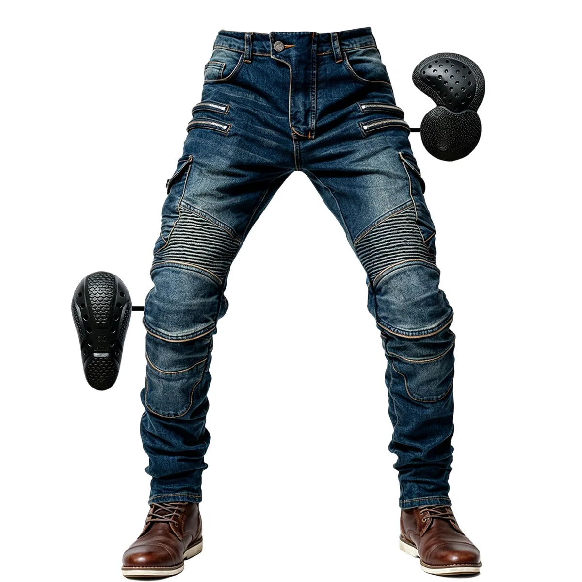 Motorrad Jeans Herren,Sturzfeste Motorradhose mit Abnehmbaren Knieschonern & Hüftprotektoren, Atmungsaktive Schutzjeans für Biker, Tourenfahrer & Pendler