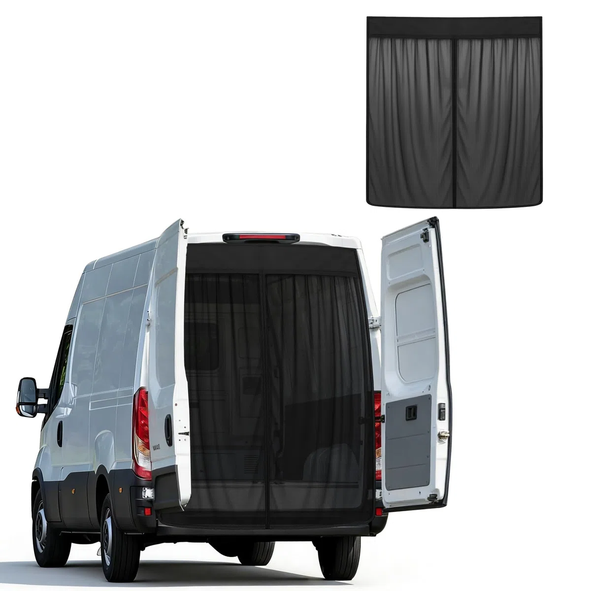 Insektennetz Ersatz für Iveco Daily 2014-2026, Auto Hintertür Heckklappe Insektennetz, Einschichtiges Netz Magnetische Moskitonetze Atmungsaktiv Insekten für Outdoor Camping