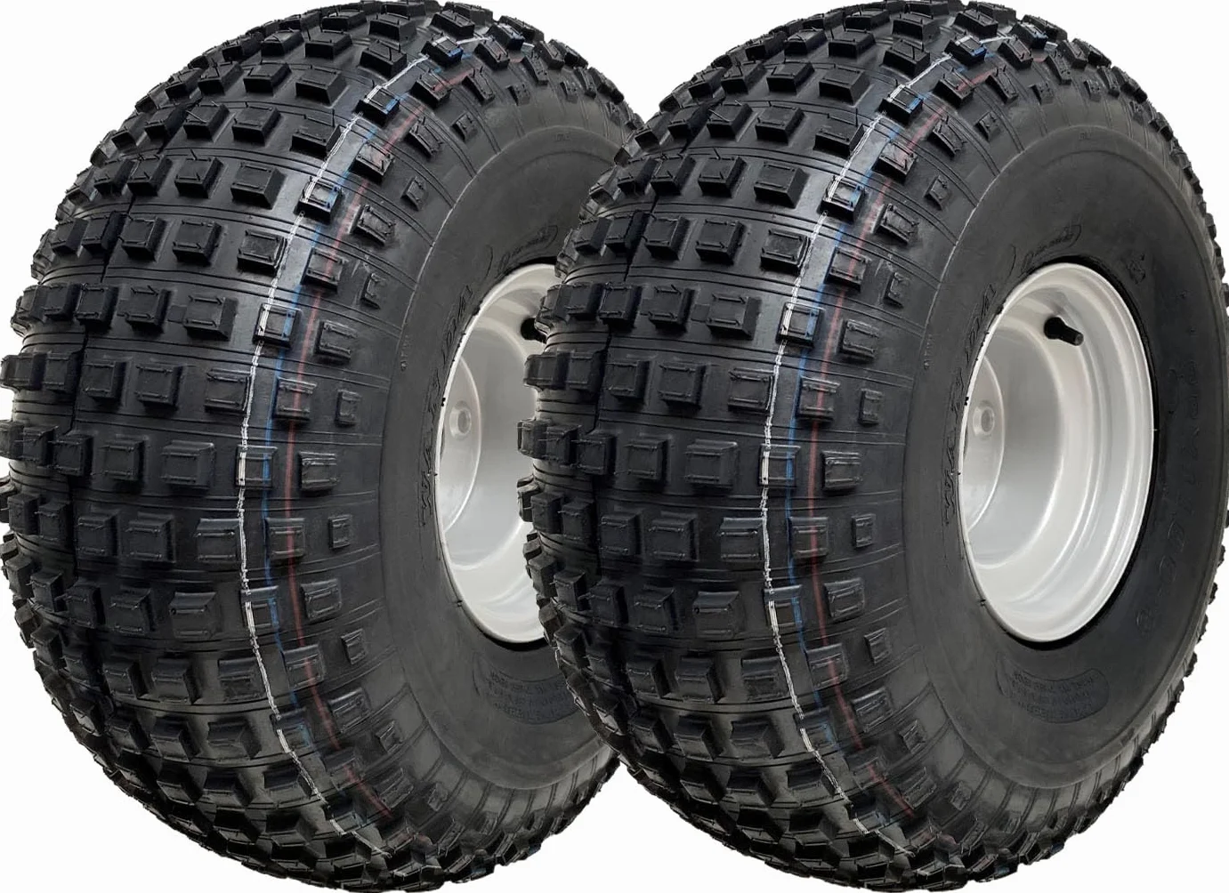 Parnells - 2 Satz Komplette Räder und Reifen, 22 x 11,00-8 2 - Wanda 4-Lagig, 4 Bolzen, 100 mm Pcd, Durchmesser 538 mm, 270 mm Breite, 154 kg - E-Geprüft, für Gartenanhänger, Atv-Quad-Anhänger, Karts