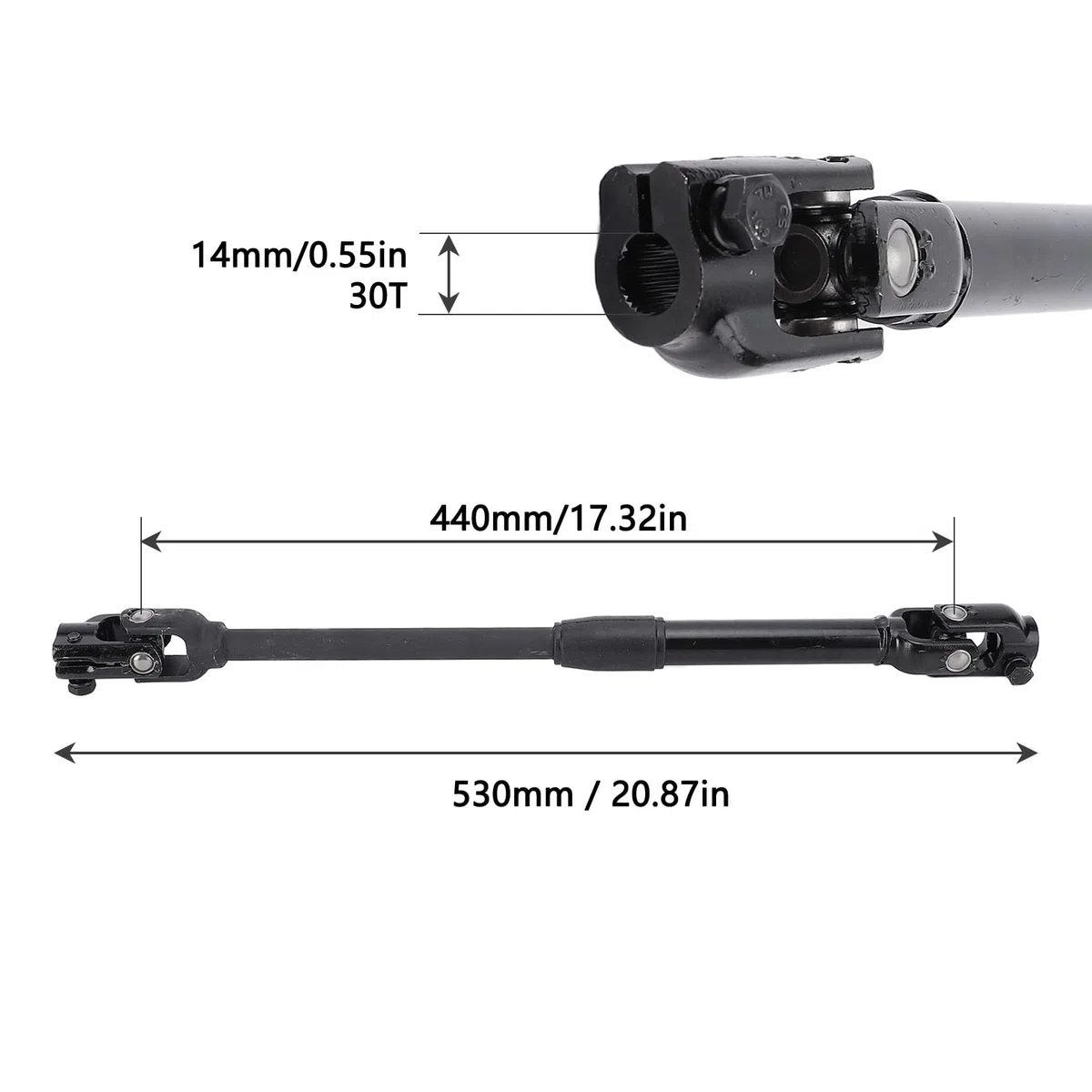 Lenkwelle für Go Kart ATV Quad Mini Bike 530 Mm M14 30T Stahllegierung Starke Struktur Rack