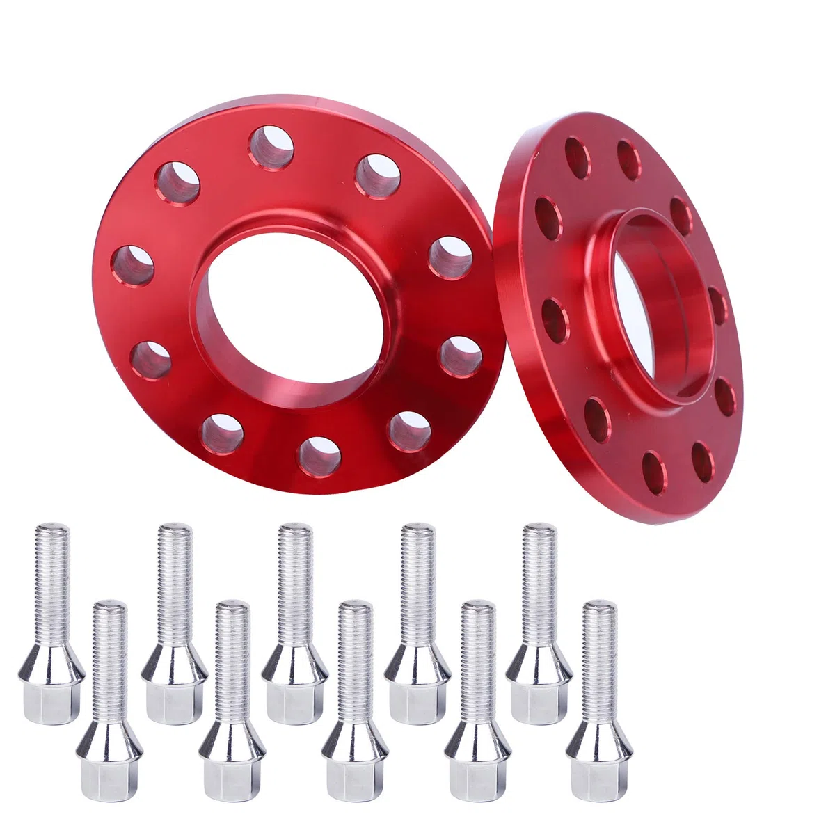 CarBole Spurverbreiterungen 5x120,15mm,72.56mm,Spurverbreiterung mit 10pcs Radschrauben,Distanzscheiben Kompatibel mit BMW,Rot,2-Teilig,10 Löcher,Keine ABE