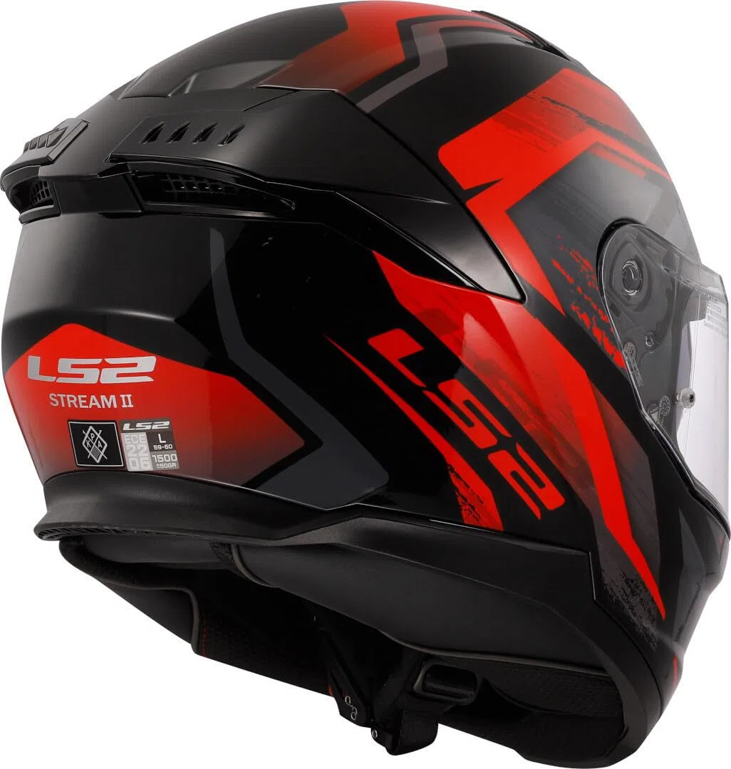 LS2, Integraler Motorradhelm Stream II Fury Gloss Black Red, L