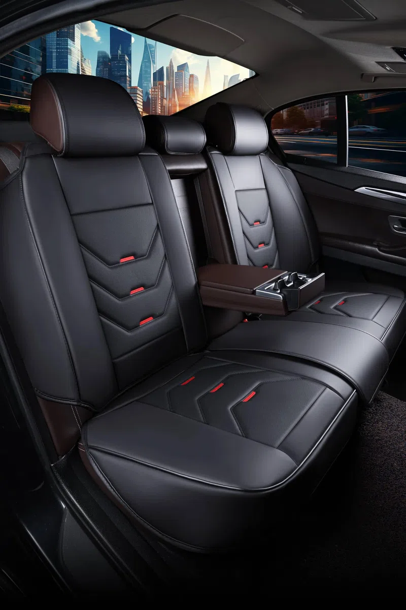 Autositzbezüge Universal für PKW & SUV – Premium Schonbezüge Komplettset Schwarz, hochwertig verarbeitet für mehr Sitzkomfort, Airbag-kompatibel Sitzauflage, für Vorder- und Rücksitze