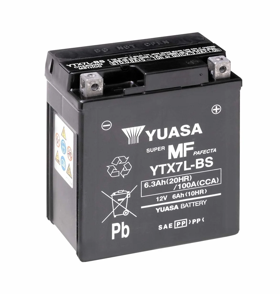 Motorradbatterie Yuasa YTX7L-BS - Wartungsfrei - 12 V 6 Ah - Maße: 114 x 71 x 131 mm kompatibel mit KYMCO Meteorit 125