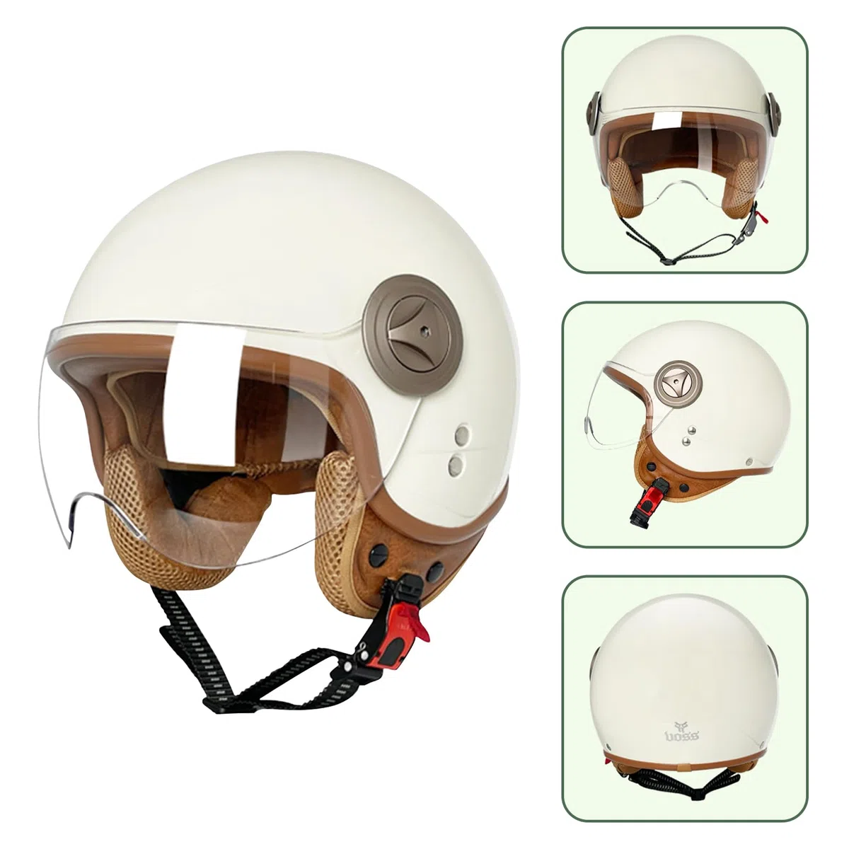 Erwachsenen Motorradhelm Scooter-Helm, Mode Halboffener Helm Mit Schutzbrille, Hat Den Verkehrssicherheitstest Bestanden, Um Die Kopfsicherheit Wirksam Zu Schützen