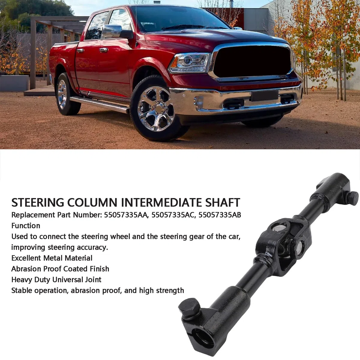 SIXRUN Lenksäule -Zwischenwelle, 55057335AA Beschichtetes Finish -Metall -Ersatz für 1500 2014 Bis 2018 mit 3,0 L Turbo V6, 3,6L V6, 5,7L Hemi V8