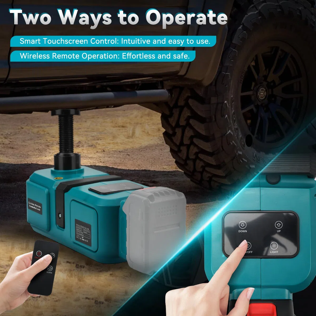 Elektrischer Wagenheber 5T Kompatibel mit Makita 18V | Akku Hydraulik Wagenheber mit Fernbedienung und LED-Licht, Hubbereich 15,5-45 cm für Auto, SUV und LKW, Ohne Batterie