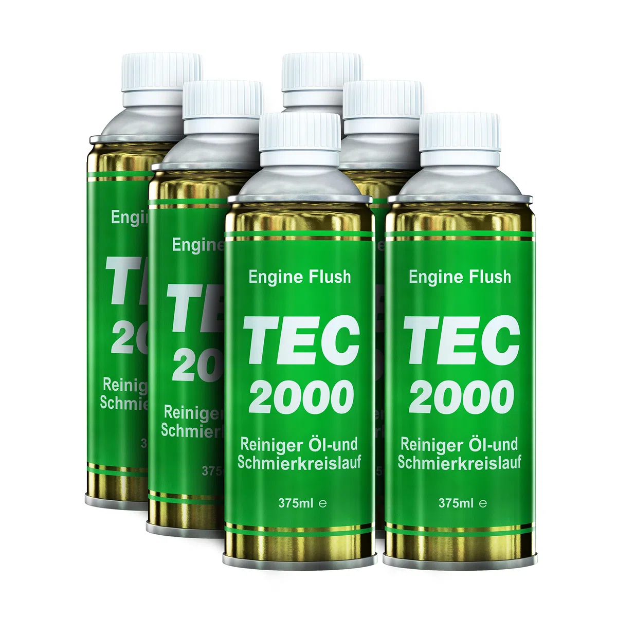TEC 2000 Motorspülung - 6 x Engine Flush Motorreiniger für Benzin Diesel oder Gasmotoren 375ml set - Kraftstoffadditiv zur Systemreinigung - Motorpflege Zusatz
