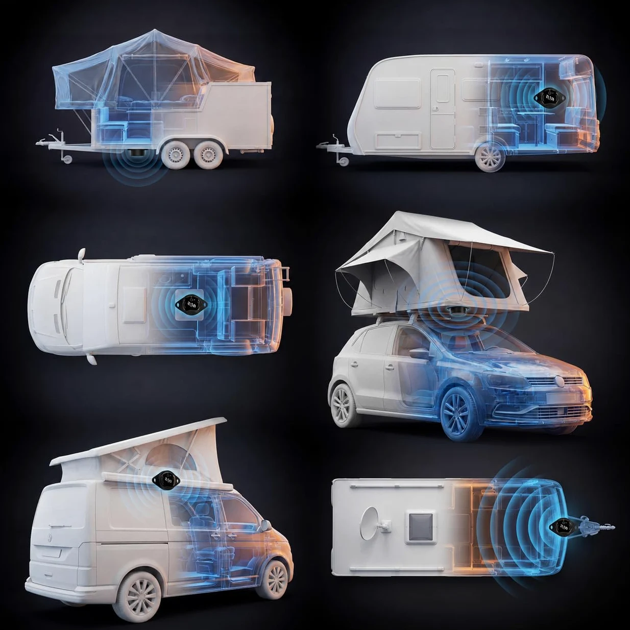 Smarter Nivelliersensor für Camper Van Wohnmobil Wohnwagen Caravan Dachzelt Anhänger Die Digitale Wasserwaage mit Keilberechnung für Auffahrkeile Hebekissen | Smarter Nivelliersensor