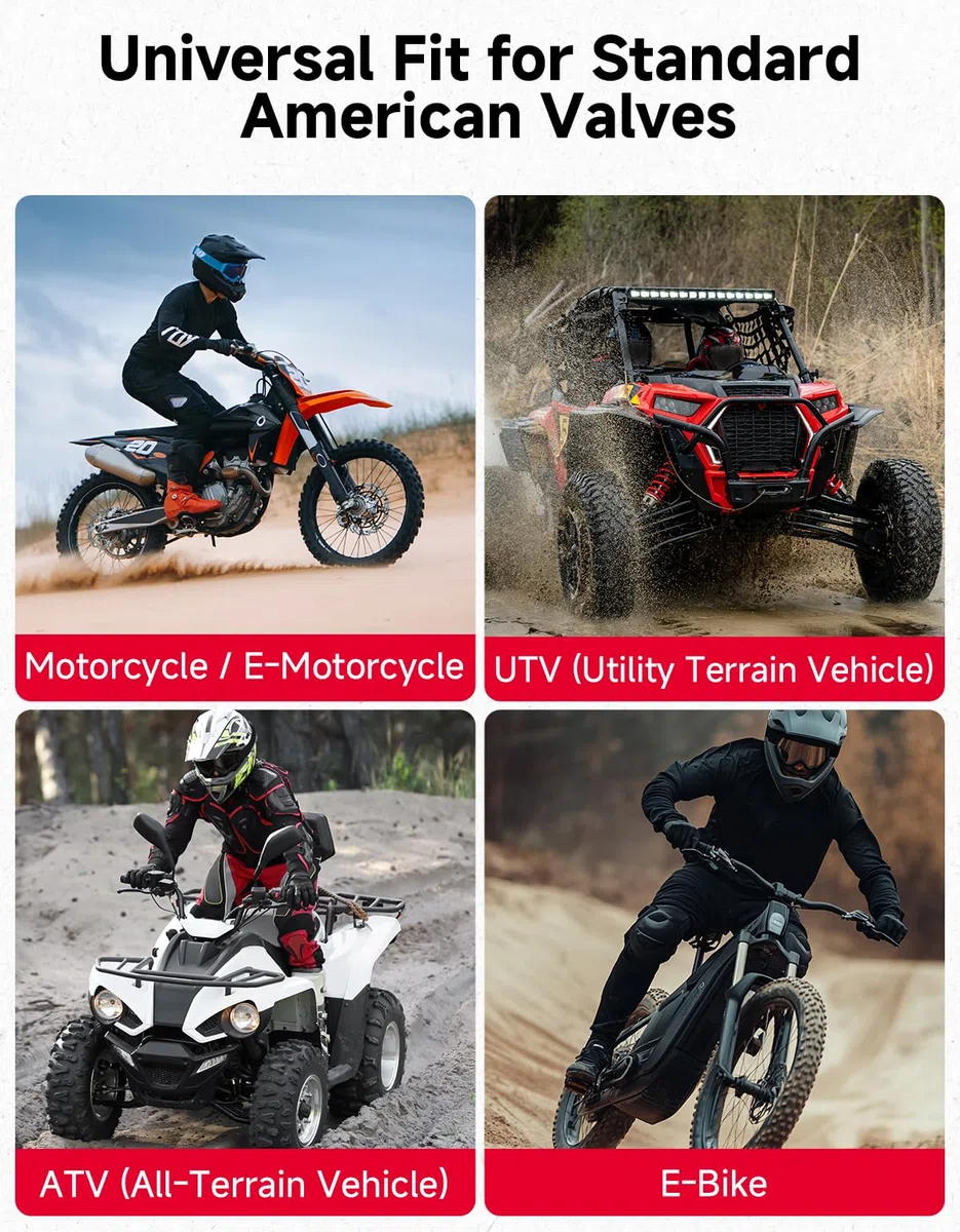 KEMIMOTO Reifendruckkontrollsystem, Motorrad TPMS System, IP67, Reifendruck und Temperatur Monitor, Batterie Langer Lebensdauer, für ATV Dirt Bike