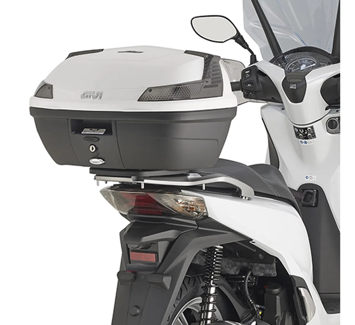 givi motorradkoffer alp44a monolock alpina aluminium 44 lt + träger kompatibel mit honda sh 125-150 i 2017 2018 2019 mototopgun alp44a + sr1155