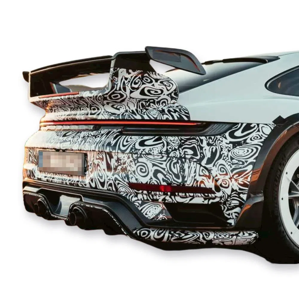 Auto-Dress Erlkönig Auto-Folie mit Luftkanal-Technik für 3D Car-Wrapping - Tarnfolie für Prototypen (150x150cm, Farbe: Schwarz-Weiß, Finish: Glanz)