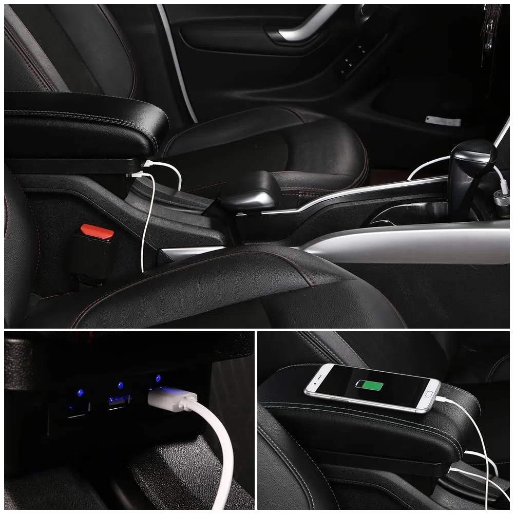 Autozubehor Armlehne für Golf 6 Armlehnen Scirocco Sagitar VW Golf 6 Golf 5 Mk6 MK5 Jetta 5 Armlehnen Zweilagige Armlehne Armauflage Leder mit weißen Linien