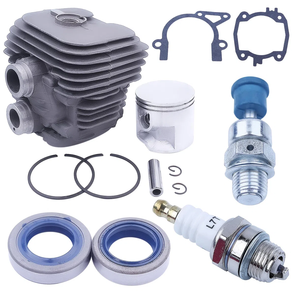 Adefol Zylinder und Kolben Kit für STIHL TS410 TS420 Trennsäge, 50mm Cylinder Piston Baugruppe + Zündkerze + Dekompressionsventil + Öldichtung + Dichtung Ersatzteile 13 in 1