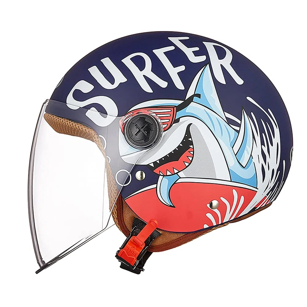 FREEUP Kinder Motorradhelm Roller Helm jethelm mit Sonnenblende, Mädchen Rollerhelm Junge Mofa helm, Schnellverschluss tasche, 48-55cm, für 5 Jahre - 12 Jahre Kid