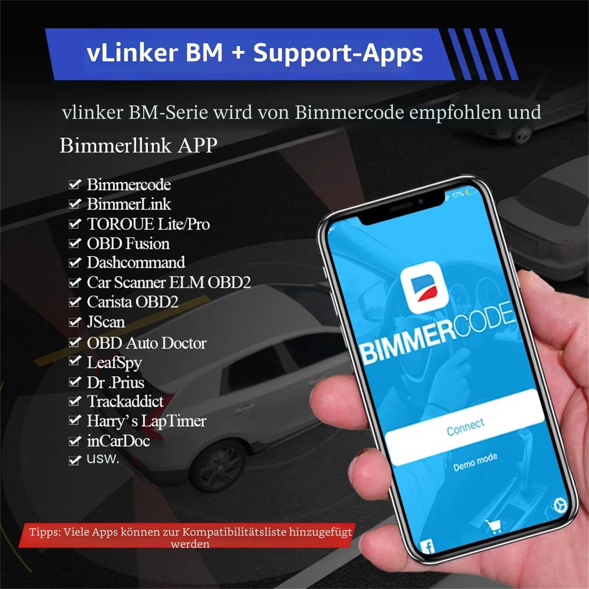 vLinker BM+ OBD2 Bluetooth Diagnose Scan Tool, OBDII Autoscanner für iOS, Android, und Windows - Gemacht für BimmerCode