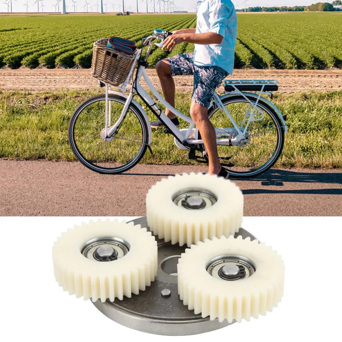 Asixxsix Fahrrad-Motor-Getriebe-Kupplungs-Kit, 3pcs 36T Planetary Nylon Gears Stable Elektrofahrrad-Motor-Kit mit Lager und 88mm Kupplung für Elektrofahrrad 500W bis 750W