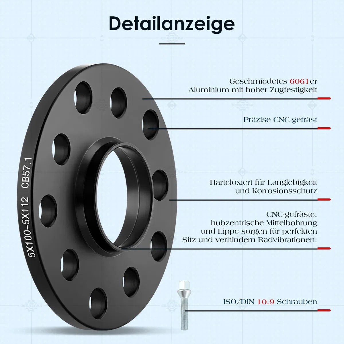 Spurverbreiterung 20 mm (2x10 mm) 5x112 Nabendurchmesser 57,1 mm inkl.Kompatibel mit VW Golf Kompatibel mit Audi Kompatibel mit Seat mit Radschrauben M14x1,5x50mm Spurplatten Distanzscheibe