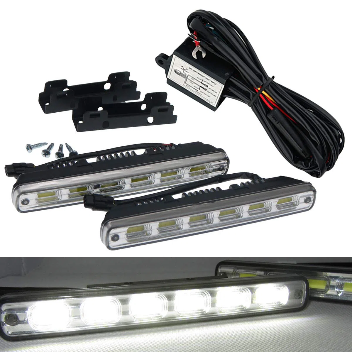 LED Tagfahrlicht, dimmbare Tagfahrleuchten, mehr als ECE R87, DC 12V, 6x COB, 12W, Weiß