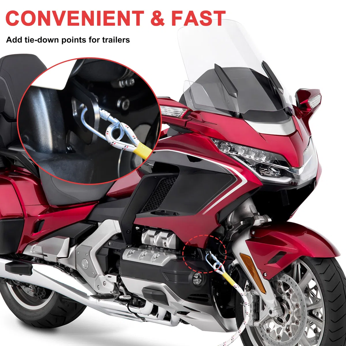 Vorne Spannhalterungen für Gold Wing GL1800, robuste Anhängerhalterung, Gurt-Down-Punkt-Kit für Honda Gold Wing GL1800 2018–2024 Zubehör