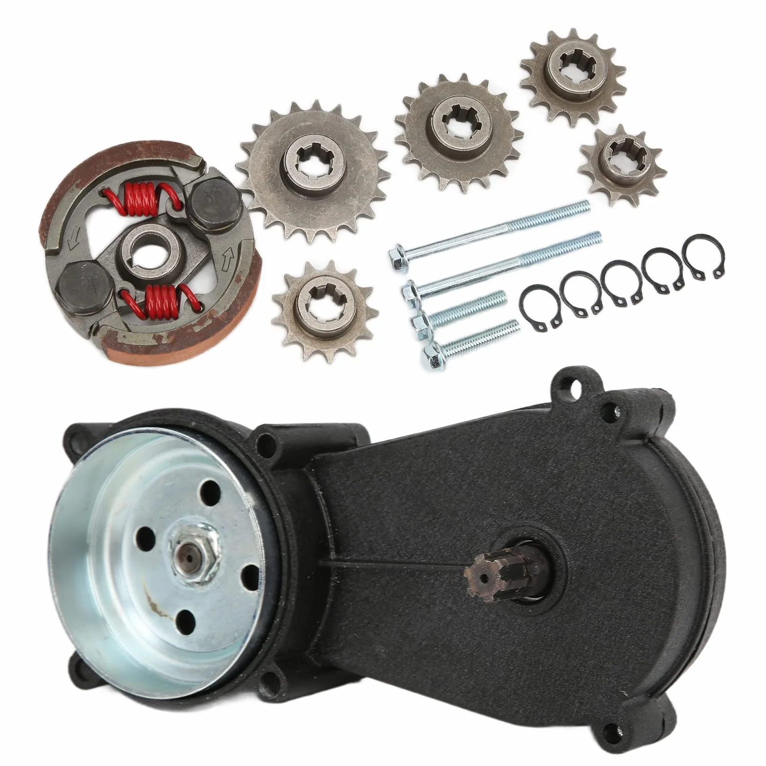 Akozon Getriebe, Kupplungsgetriebe, Trommelgehäuse Getriebe Kupplungssatz Kupplungsgetriebe Trommel für 43cc 47cc 49cc 2-Takt Pocket Mini Bike Scooter ATV
