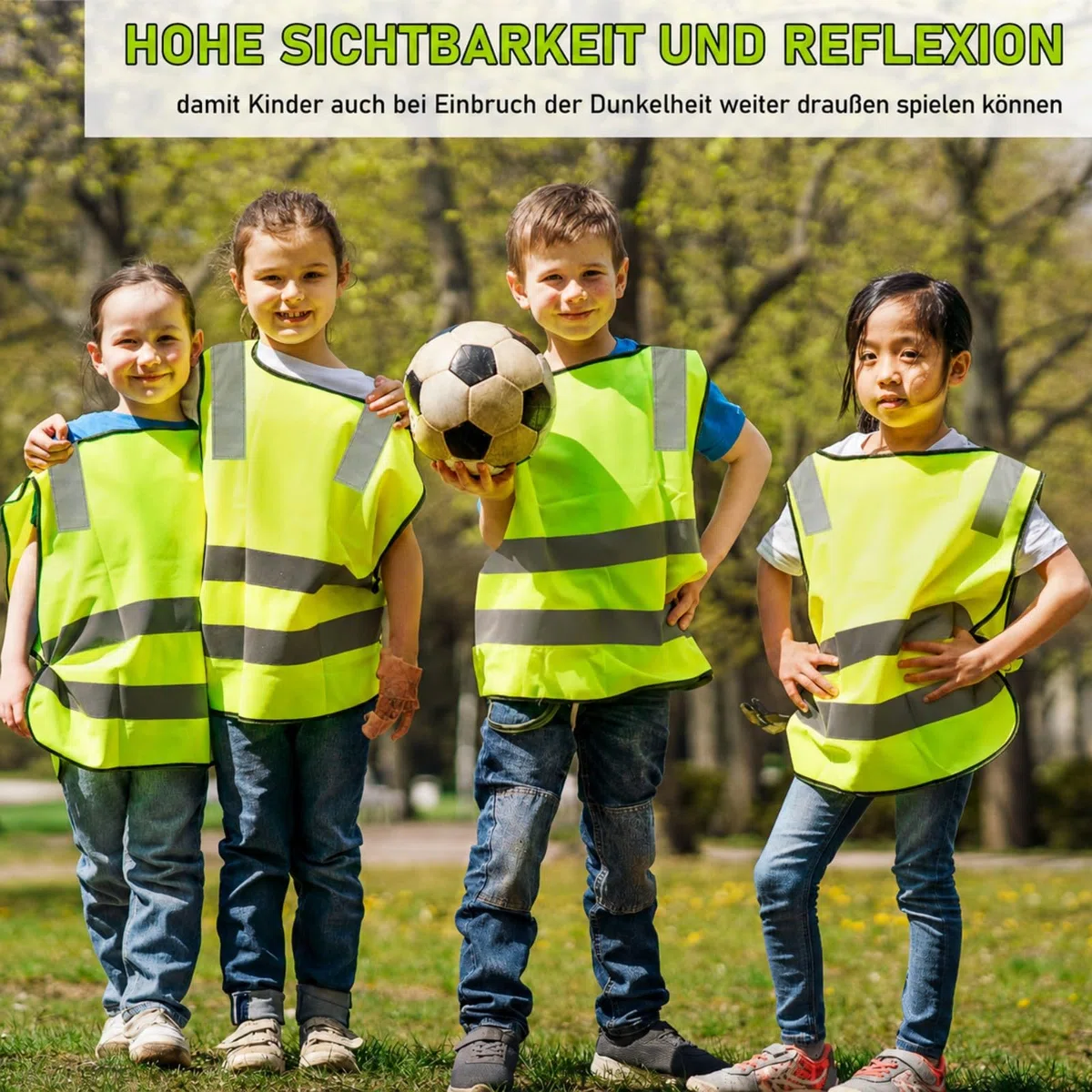 20 Stück Warnweste Kinder, Grad Reflektierende Sicherheitsweste Gelb, Hochsichtbare Weste für Sport, Laufen, Fahrrad, Schule, Auto, Jungs, Mädchen