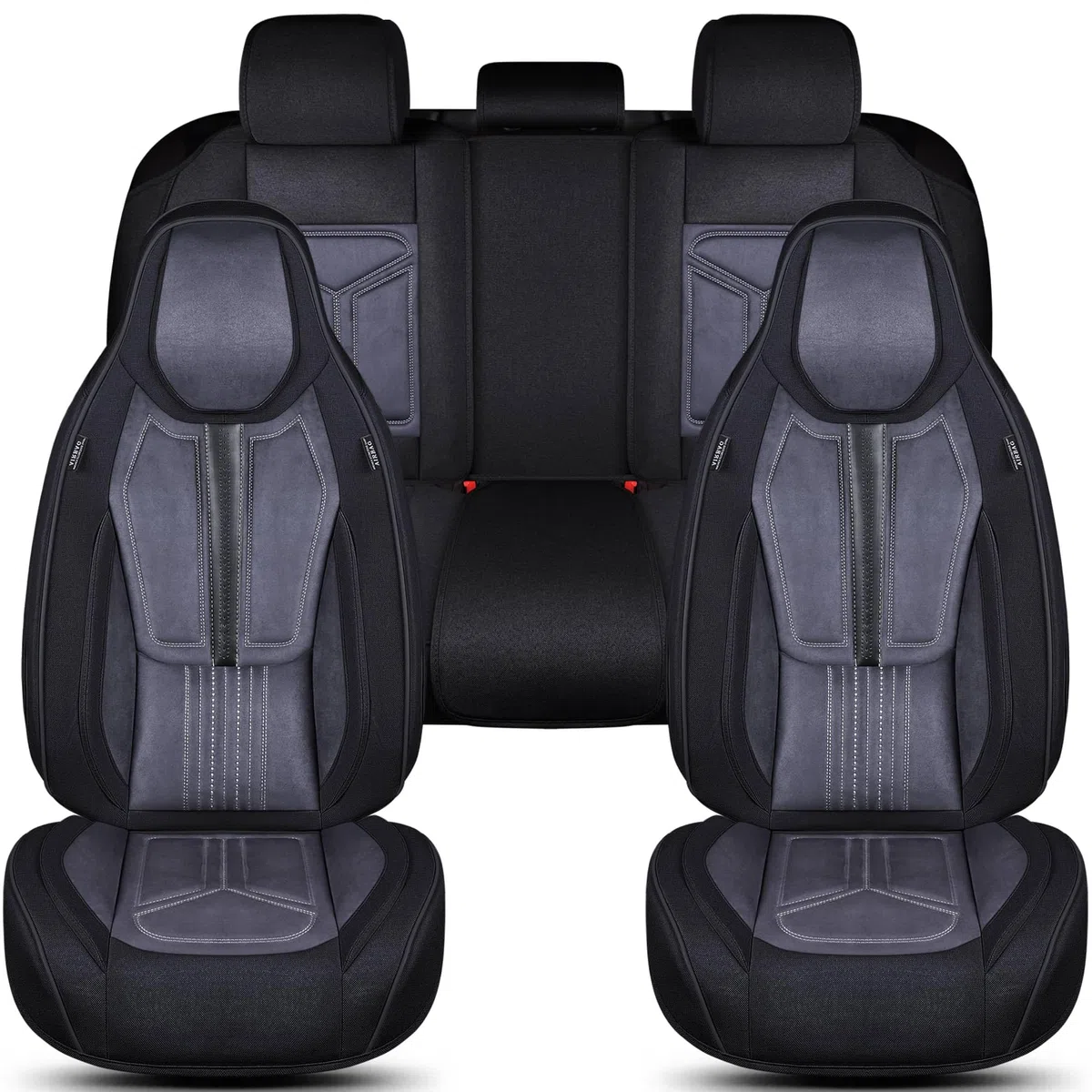Autositzbezüge Universal für PKW & SUV – Premium Schonbezüge Komplettset Schwarz/Grau, hochwertig verarbeitet für mehr Sitzkomfort, Airbag-kompatibel Sitzauflage, für Vorder- und Rücksitze