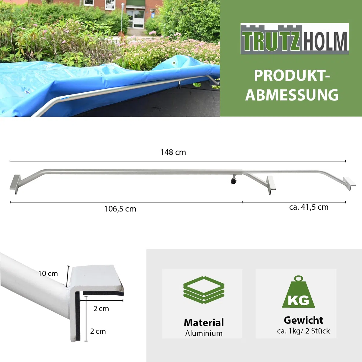 TRUTZHOLM 3X Alu-Bügel für Anhänger Flach-Planen verstellbar 1065-14580mm Planenstütze