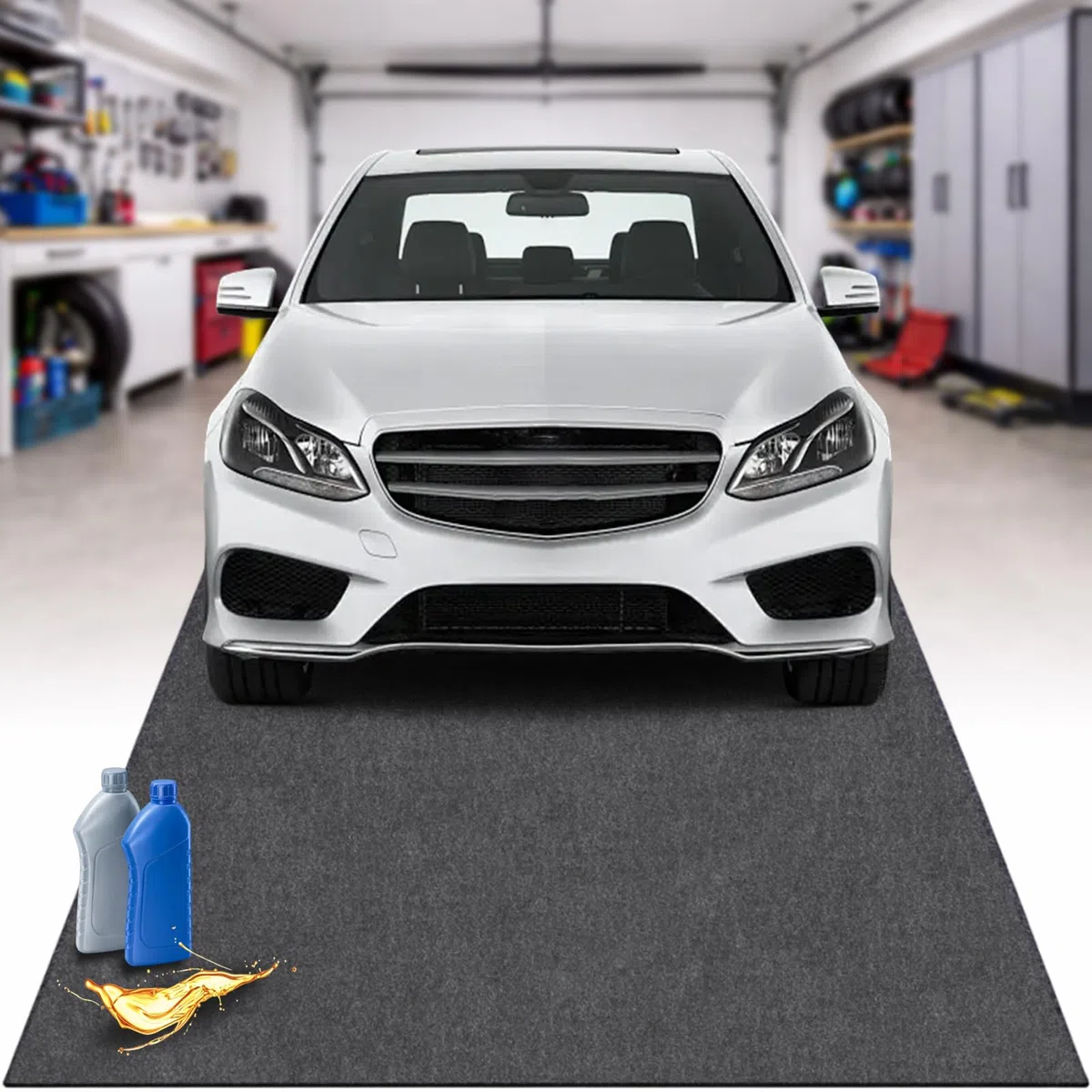 Garagenbodenmatte 253 × 221 cm, wasserdichte Ölauffangmatte zum Schutz von Böden, Garagenmatte für Garage, Eingangsbereich, Kofferraum, Büro und Outdoor
