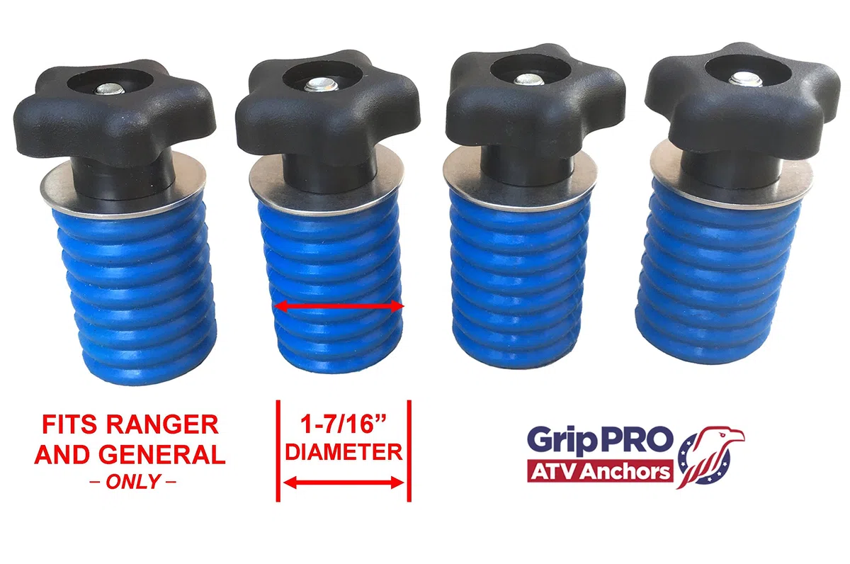 Polaris Lock & Ride Knauf Tie Down Anchor Kit – Set of 4 Lock und Ride Knauf Verankert für Ranger und allgemeine UTV 's ATV 's von GripPro ATV Verankert