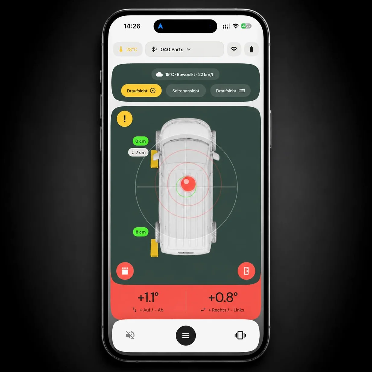 Smarter Nivelliersensor für Camper Van Wohnmobil Wohnwagen Caravan Dachzelt Anhänger Die Digitale Wasserwaage mit Keilberechnung für Auffahrkeile Hebekissen | Smarter Nivelliersensor