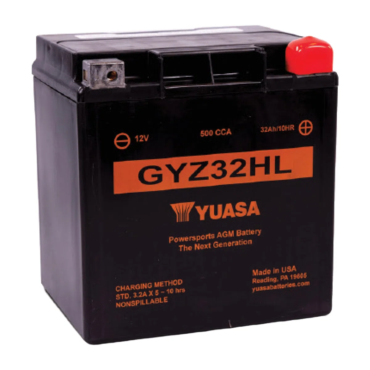 Yuasa GYZ32HL 12V 500 CCA wartungsfreie AGM VRLA Motorradbatterie | 33,7 Ah, Kompakt, Auslaufsicher, Vibrations- & Korrosionsbeständig, Ideal für Sportbikes & Start-Stopp