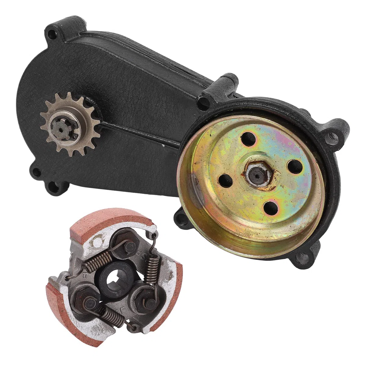 Kupplungsfedern Dirt Bike, Akozon 49cc Gear Box Motorrad Kupplung 14T Kupplungsbelag Kupplungstrommel Glockengehäuse Getriebe mit Kupplung für 47cc 49cc Mini Pocket Quad Dirt Bike ATV