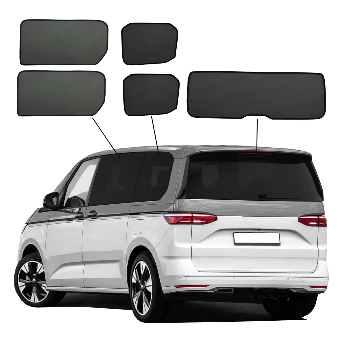Premium SunClip Auto Sicht- & Sonnenschutz kompatibel mit VW T7 2021- INKL Tasche