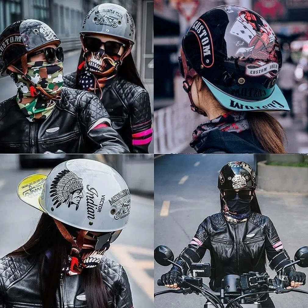 Halbschalenhelm Mit ECE-Zulassung Vintage Motorradhelm Baseball Cap Cruiser Chopper Scooter Helm Herren Retro Motorrad Halbhelm Damen Mofa Helm(15,XL(61~62CM))