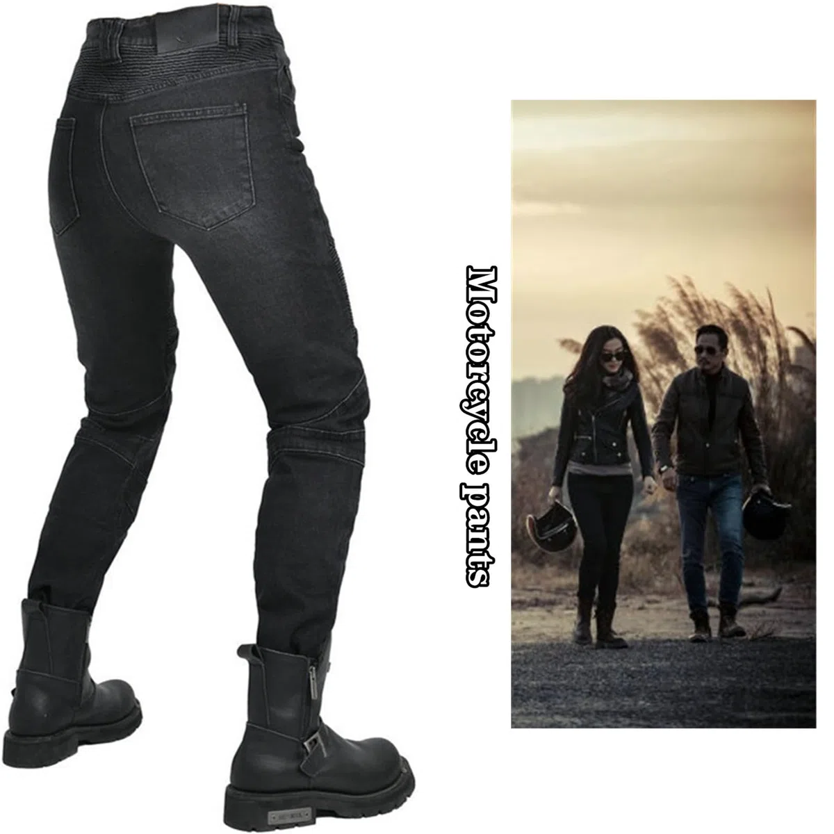 Herren/Damen Slim Fit Motorrad Jeans Mit Protektoren Knie Und Hüftprotektoren Stretch Slim Fit Denim Motorradhose Cargo Motorradjeans Schutzhose Biker Pants