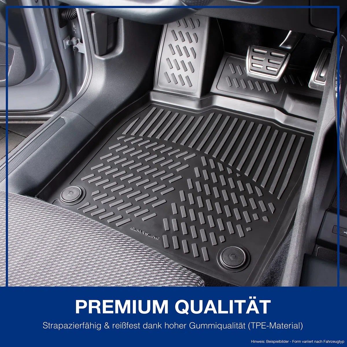ELMASLINE 3D Gummimatten Set für VW Golf 8 (VIII) Baujahr 2020-2026 | Extra hoher 5cm Rand Fußmatten - Zubehör | Passt Nicht in Mild-Hybrid/E-TSI !!!