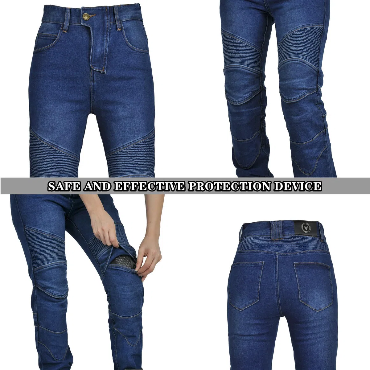 Herren/Damen Slim Fit Motorrad Jeans Mit Protektoren Knie Und Hüftprotektoren Stretch Slim Fit Denim Motorradhose Cargo Motorradjeans Schutzhose Biker Pants