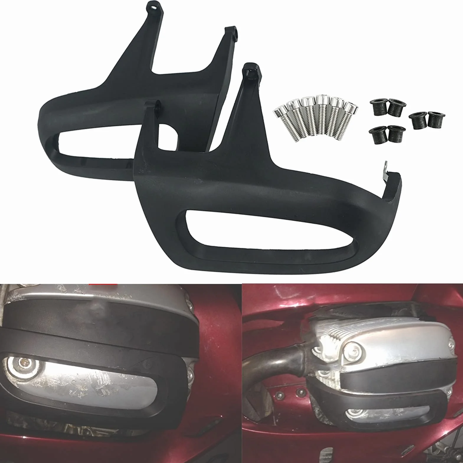 2pcs Motorrad-Motor Zylinderdeckel,ABS Schwarzer Zylinder Motorrad Motor Zylinderschutzdeckel Zylinderschutz für R1150R/ R1100S/ R1150RS/ R1150RT/ 1100/ R1150 2001-2003