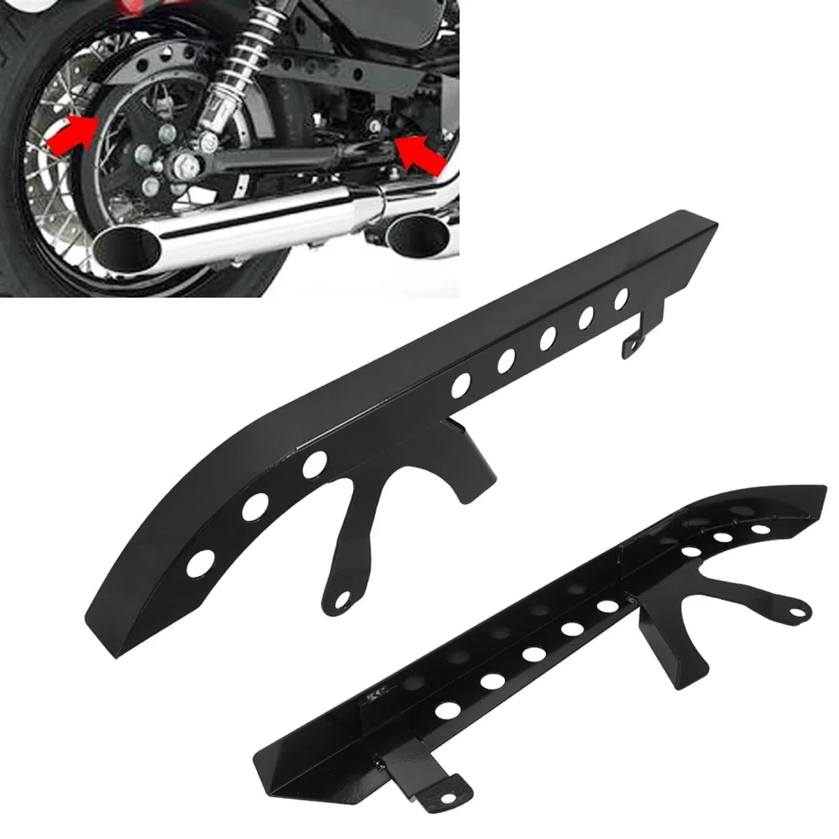 Generisch Riemenscheibenschutz for hinten, for Motorräder, schwarze Antriebsscheibenabdeckung, kompatibel mit Harley Sportster XL 883 1200 48 72 SuperLow Nightster 2004–2018