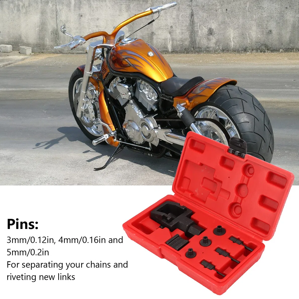 Motorrad Kettentrenner Set, 8 Stück Motorradketten Kettenunterbrecher Nietwerkzeug, Reparatursatz Ketten Trennwerkzeug Entferner Kettentrenner Werkzeugsatz für 520 525 530 532 Antriebsketten