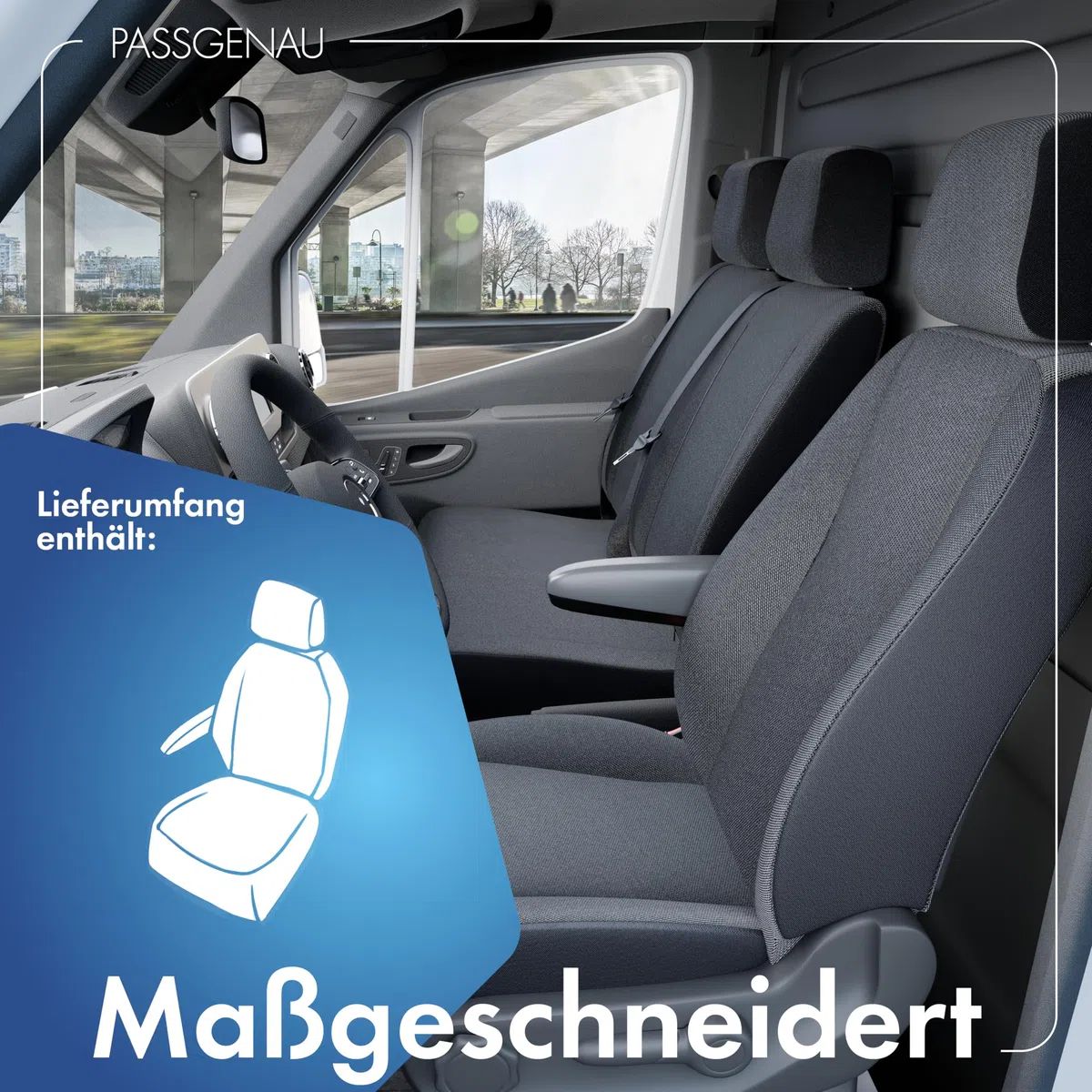 WALSER Transporter Sitzbezüge Kompatibel Mit Mercedes-Benz V-Klasse 447, Einzelsitz Fahrer Armlehne Innen, Sitzbezüge Aus Stoff, Sitzschoner, Sitzauflagen Set für Van