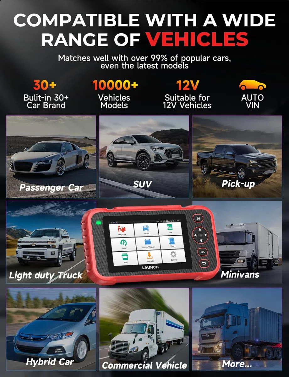 LAUNCH CRP129I V2.0 OBD2 Diagnosegerät, 4 System Diagnosegerät Auto mit 12 Reset, Motor Getriebe ABS SRS, Lifetime Fr-ee Update, ABS/SAS/Öl/BAT/DPF/TPMS Reset Auto VIN (5.0 inches)