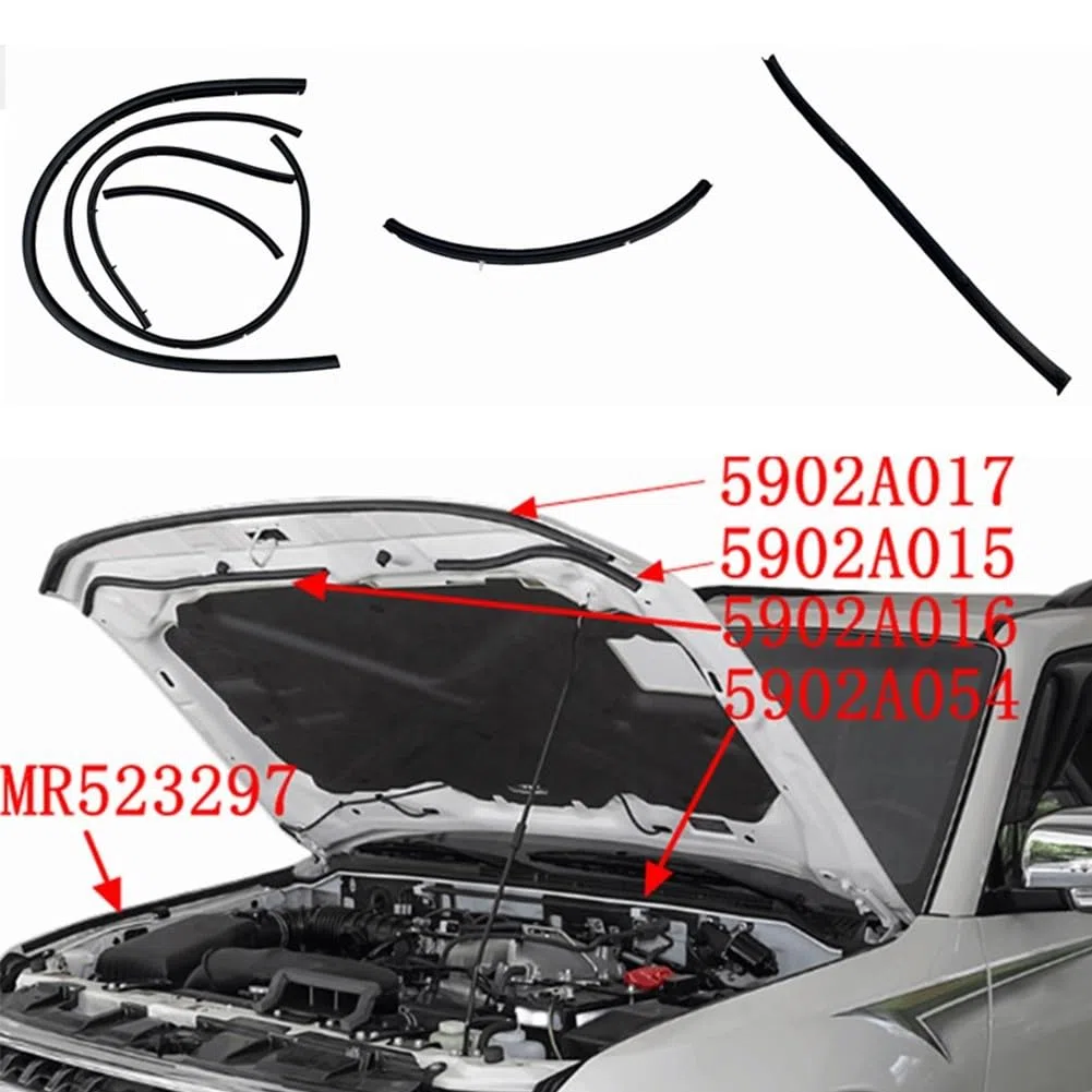 Gummi-Wetterdichtung für die vordere Motorhaube, 6 Stück, für Mitsubishi Pajero, Montero V93 V97 2008, 2009, 2010, 2011, 2012, 2013, 2014, 2015, 2016, direkter Ersatz