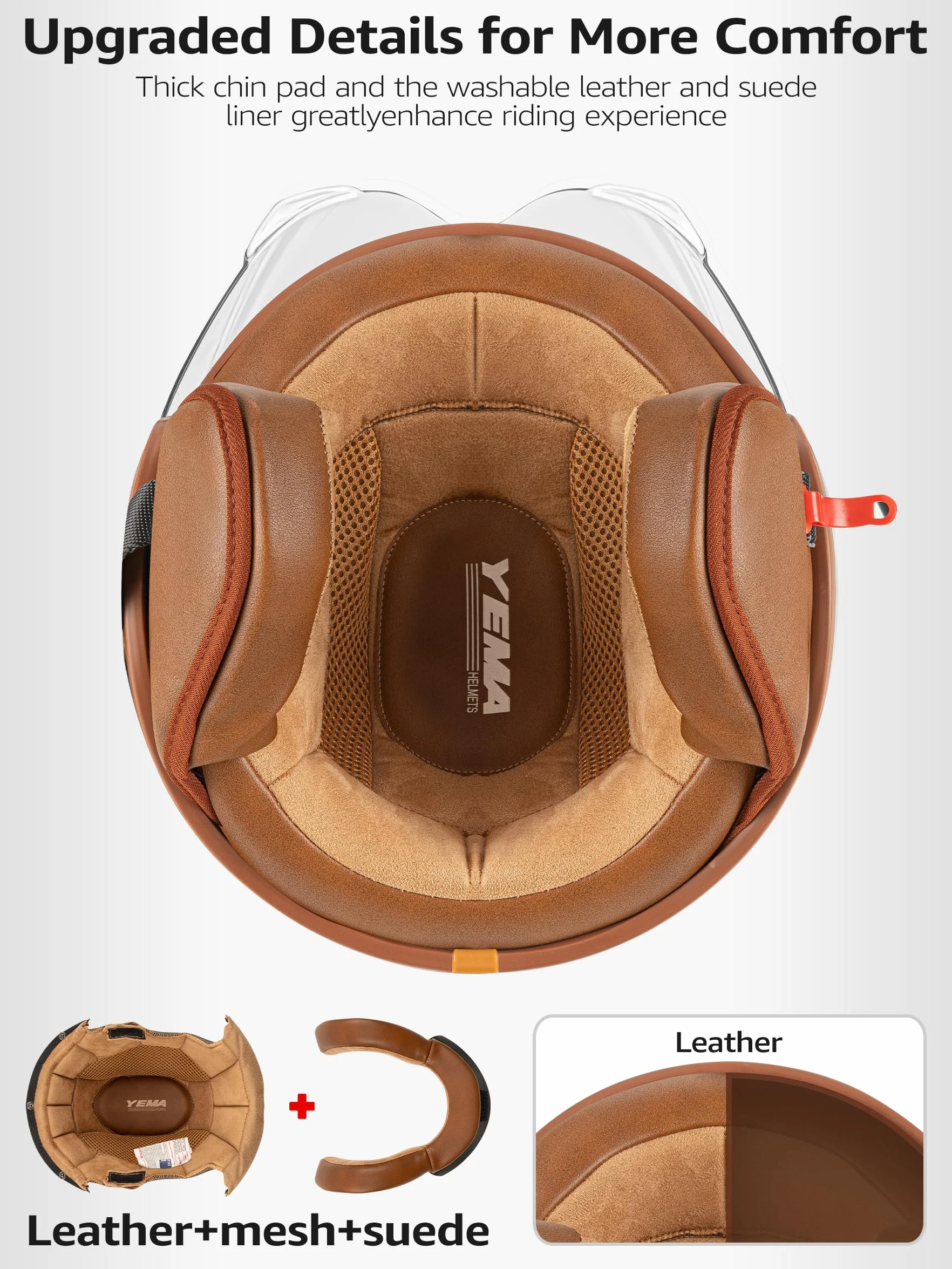 YEMA Helmet Jethelm DW-631 Moped Scooter ECE 3/4 Halbhelm für Herren Damen