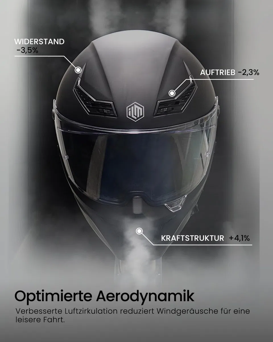 ILM Motorradhelm Integralhelm Herren Damen für Erwachsene Full Face DOT ECE Dual Visor Street Racing Helm mit Pinlock Modell MF509