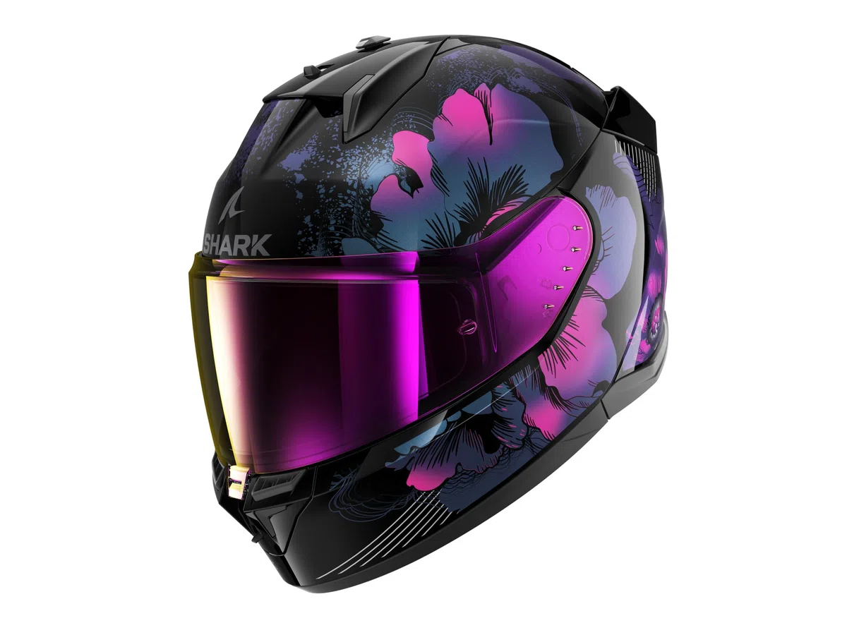 SHARK, Integraler Motorradhelm D-SWKAL 3 MAYFER, Black violet glitter KVX, Größe S