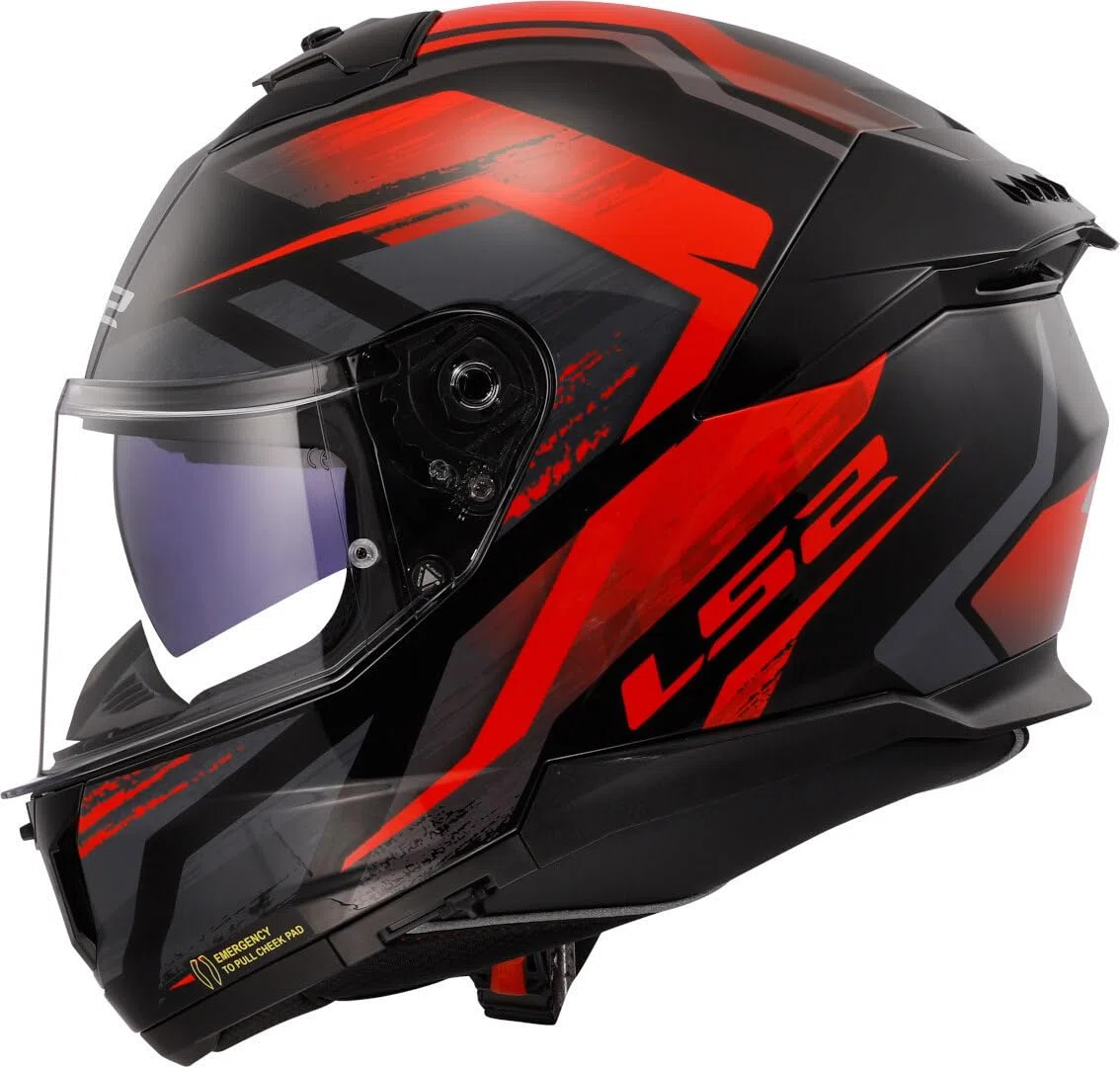 LS2, Integraler Motorradhelm Stream II Fury Gloss Black Red, L