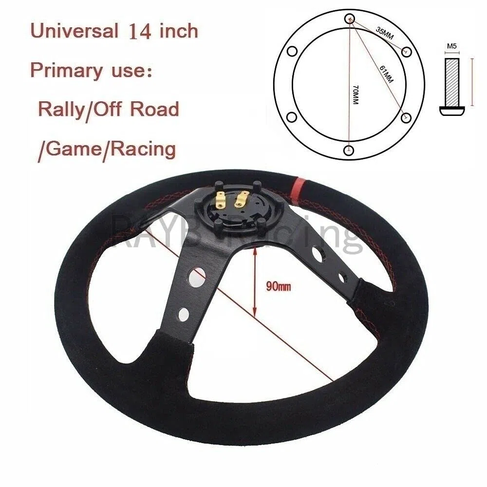 Sportlenkrad Universal 14 Zoll 350mm PVC. Auto Racing-Lenkräder Tiefmais driftet Sportlenkrad mit Umschaltknopf (Color : C)